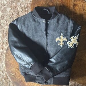 Saints Varsity Jacket with Fleur-de-Lis Patches